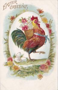 Easter Rooster Carrying Basket Of Flowers 1908