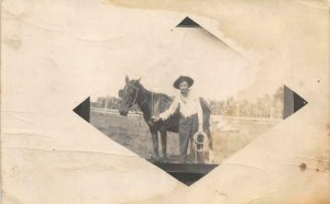 RPPC Cowboy & Horse, Canton, Illinois 1913 Vintage Postcard