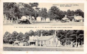 Ways Georgia Sequoia Courts and Gas Station Vintage Postcard AA63942