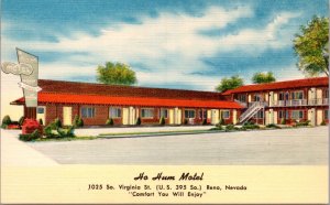 Linen Postcard Ho Hum Motel 1025 So. Virginia St. in Reno, Nevada