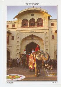 Postal 043534 : Tripoliya Gate Jaipur - Elephants in their full attire coming...