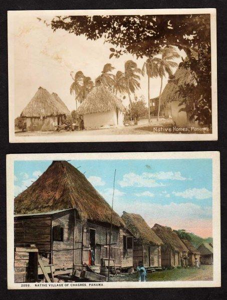 PANAMA Lot 2 Postcards Native Village Chagres w/1 RPPC Real Photo Republic of