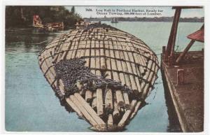 Logging Cradle Log Raft Portland Harbor Oregon 1910c postcard