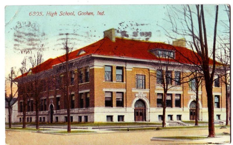 1913 GOSHEN Indiana Ind Postcard High School In