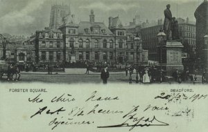 PC UK, BRADFORD, FORSTER SQUARE, Vintage COURT SIZE Postcard (b44674)