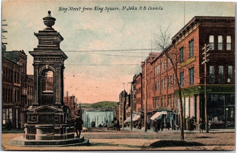 King Street from King Square, St. John New Brunswick Vintage Postcard J18