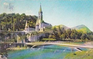 France Lourdes La Basilique le Gave et les nouveaux ponts inaugures 25 mars 1966