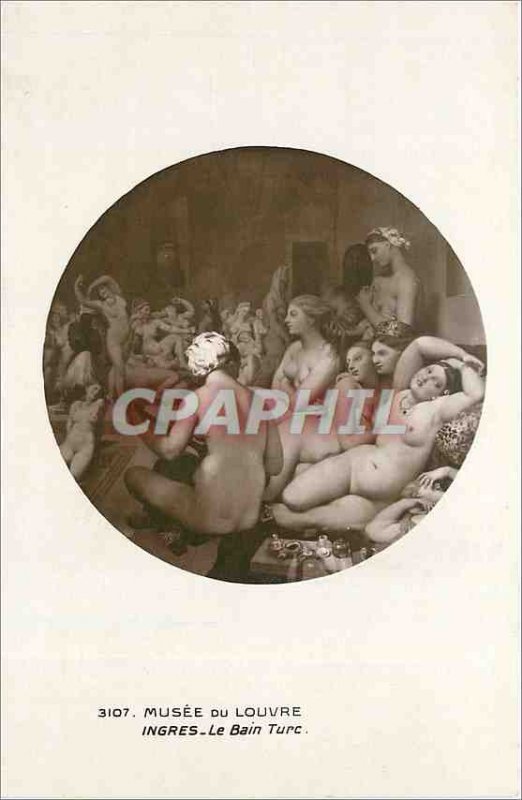 Old Postcard Louvre Museum - Ingres - The Turkish Bath