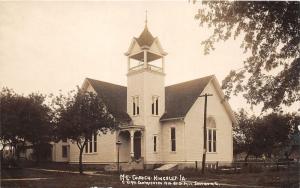 F3/ Kingsley Iowa Real Photo RPPC Postcard c1910 M.E. Church Building