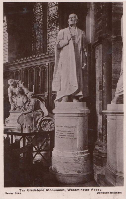 The Gladstone Monument London Real Photo Character Statue Postcard