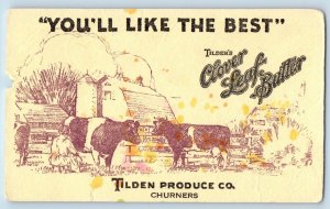 Advertising Postcard Clover Leaf Butter Tilden Produce Co. Churners Inkblotter