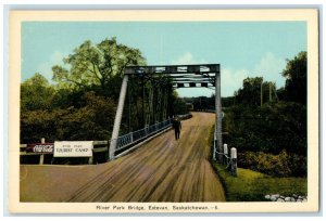 c1940's River Park Bridge Estevan Saskatchewan Canada Vintage Postcard