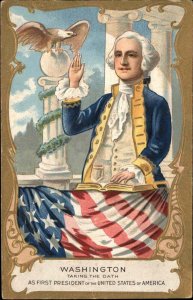 George Washington Patriotic Taking Oath Embossed c1910s Postcard