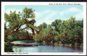 Nebraska MILFORD Boat Landing, Camp Kiwanis Scene on Big Blue River - Linen