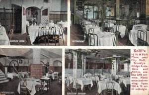 VINTAGE POSTCARD KALIL'S RESTAURANTS AND MUSIC GARDENS BROOKLYN NYC c. 1910