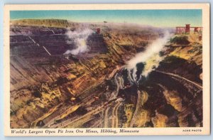 Hibbing MN Postcard Pit Iron Ore Mines Goodrich Tires Marshall MN Advertising