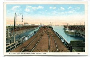 US Steel Corporation Ore Docks Steamers Duluth Minnesota 1920s postcard