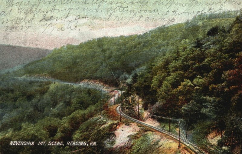 Vintage Postcard 1907 View of Neversink Mountain Scene Reading Pennsylvania PA 