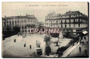 Old Postcard Montpellier Square of Pretecture Rue Nationale