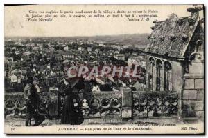 Old Postcard Auxerre view from the Tower of the Cathedral