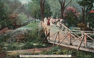 Vintage Postcard 1913 Shady Walk Fairmont Park Bridge Kansas City Missouri MO