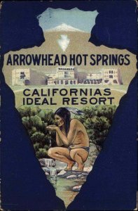 Arrowhead Hot Springs CA California Native American Indian c1910 Postcard