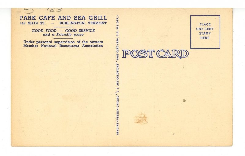 VT - Burlington. Park Café & Sea Grill