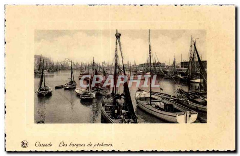 Old Postcard Belgium Ostend The boats of fishermen