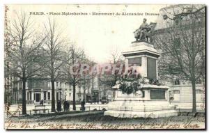 Old Postcard Paris Place Malesherbes Monument of Alexandre Dumas