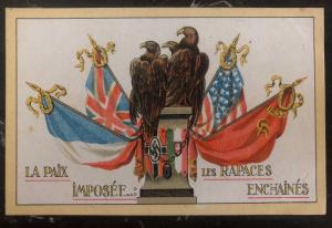 Mint France Picture Patriotic Postcard PPc Chained Raptors By Peace WW2