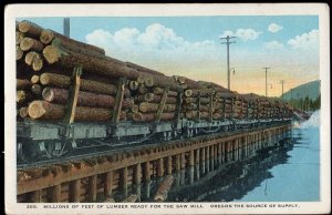 Oregon Millions of Feet of Lumber Ready for the Saw Mill Train Cars - WB