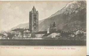 Italy Postcard - Aosta - Campanile e Collegiale St Orso - TZ11064