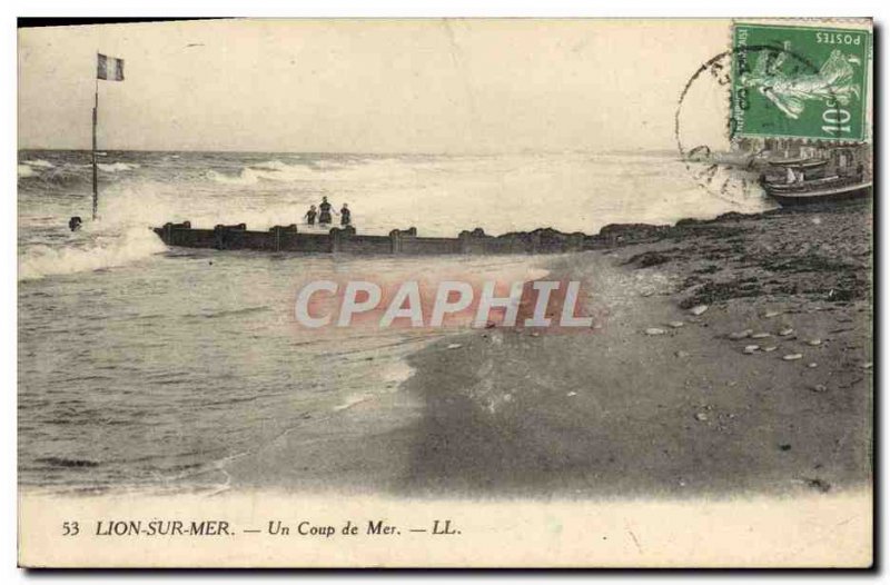 Old Postcard Sea Lion On A Coup de Mer