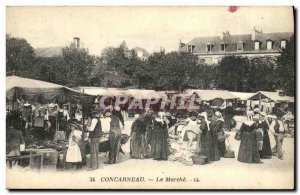 Old Postcard Concarneau Le Marche TOP