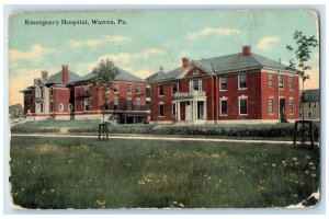 1911 Emergency Hospital Exterior Warren Pennsylvania PA Posted Vintage Postcard