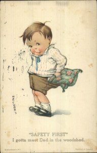 Charles Twelvetrees Boy to Be Beaten by Father Stuffs Pillow in Pants Postcard