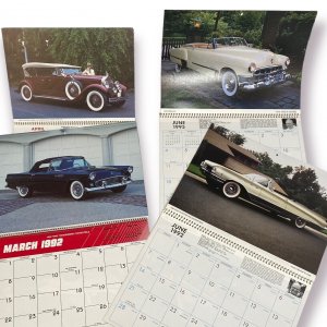 1990s Lot of 4 Vintage Calendars Depicting Classic Cars