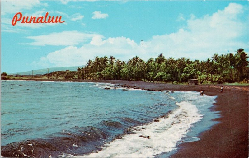 Punaluu Black Sand Beach Kau HI Hawaii Unused Vintage Postcard H53