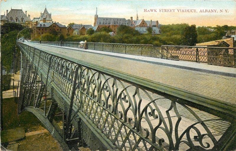 Albany New York~Hawk Street Viaduct~Looking Below~Skyline~1910 Postcard 