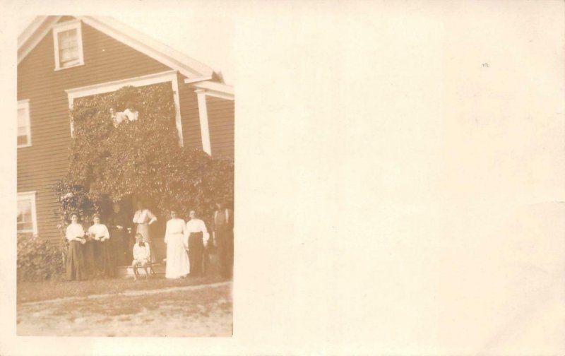 RPPC YOUNG WOMEN BOY & MAN REAL PHOTO POSTCARD (c. 1905)