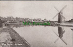 Sussex Postcard - Arundel, The River Arun and Windmill  RS37087