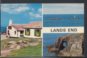 Cornwall Postcard - Views of Lands End - Posted with red stamp -  RS10556