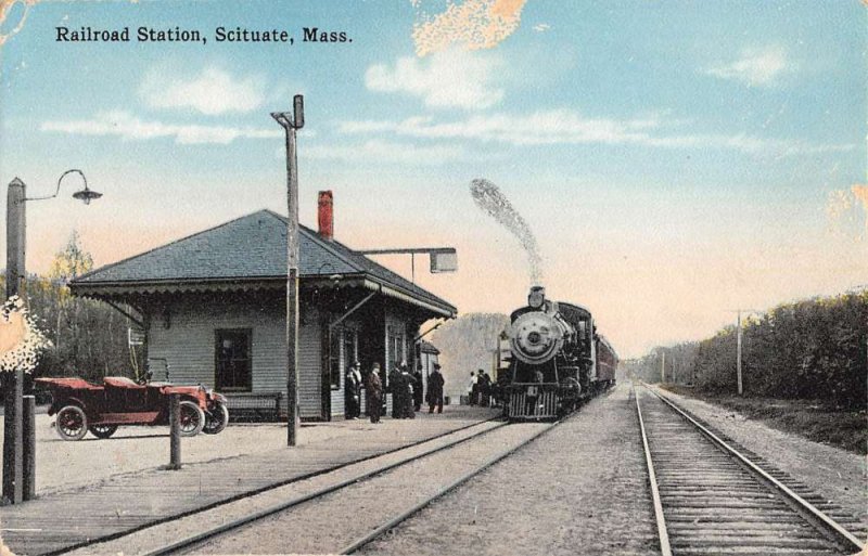 Scituate Massachusetts Railroad Station Train Vintage Postcard KK24