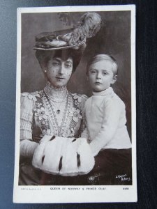 Norwegian Royalty QUEEN OF NORWAY & CROWN PRINCE OLAF c1908 RP Postcard