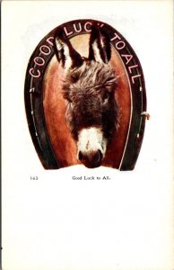 Good Luck To All Horseshoe and Donkey Embossed