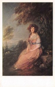 MRS. RICHARD BRINSLEY SHERIDAN Thomas Gainsborough Painting c1950s Art Postcard