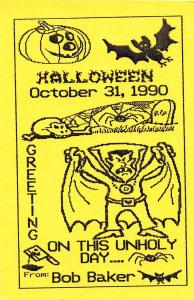 E20/ Halloween Holiday Postcard 1990 Dot Matrix Bat Jack-O-Lantern Spider 42