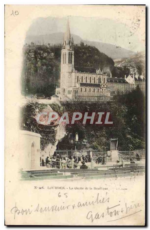 Old Postcard Lourdes Grotto Basilica