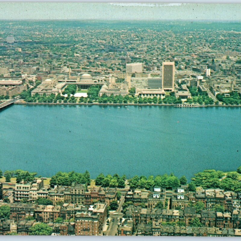 8 Oversized c1960s Boston, MA Birds Eye from Prudential Tower Postcard River 1S