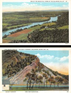 2~Postcards Delaware Water Gap, Pennsylvania  VALLEY & INDIAN PROFILE  ca1920's